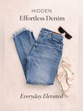 Hidden Jeans Distressed Raw Hem Cropped Denim High Rise W29